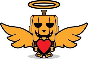 vector cartoon pompoen mascotte karakter halloween schattig schedel liefde engel