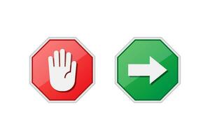 stop en ga teken pictogram vector design