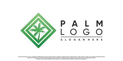 palmboom of palm logo-ontwerp met creatief concept premium vector