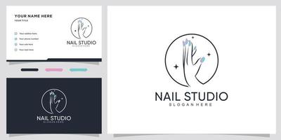 nagelstudio-logo-ontwerp met creatief concept en visitekaartjeontwerp premium vector