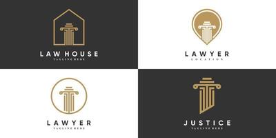 set van advocaat of justitie logo-ontwerp met creatief concept premium vector