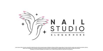 nagellak of nagelstudio-logo-ontwerp voor schoonheidssalon met uniek concept premium vector