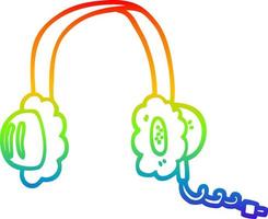 regenbooggradiënt lijntekening cartoon muziek koptelefoon vector