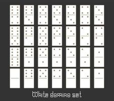 realistische dominostenen volledige set 28 platte stukken voor spel. witte collectie. abstract concept grafisch element, domino-effect gaming iconen set vector