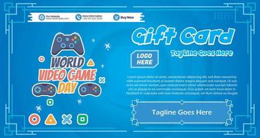 gaming cadeaubon banner logo pictogram eenvoudige vector plat ontwerp