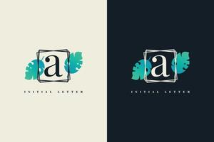 letter een logo met vintage frame vector