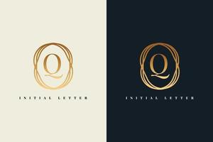 letter q-logo met gouden frame vector