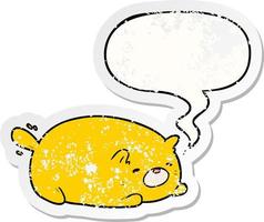 schattige cartoon kat en tekstballon noodlijdende sticker vector