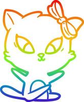 regenbooggradiënt lijntekening cartoon kat vector