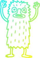 koude gradiënt lijntekening cartoon yeti monster vector