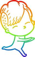 regenbooggradiënt lijntekening cartoon meisje in onesie vector