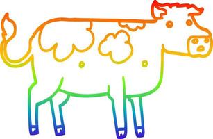 regenbooggradiënt lijntekening cartoon koe vector