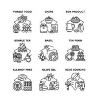 eten en drinken set iconen vector illustraties