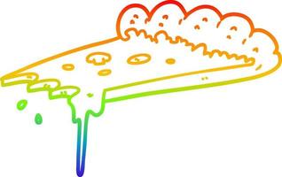 regenbooggradiënt lijntekening cartoon plak pizza vector