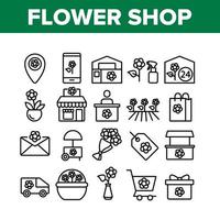 bloemenwinkel boutique collectie iconen set vector