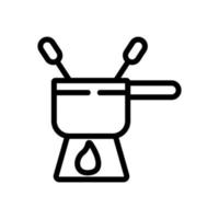 fondue bowler met spiesjes pictogram vector overzicht illustratie