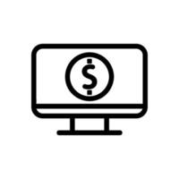 monitor en dollar pictogram vector. geïsoleerde contour symbool illustratie vector