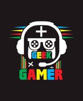 gamer t-shirt sjabloonontwerp. vector