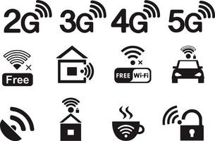 set van wifi pictogram vector silhouet