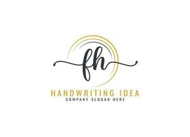 eerste fh brief handschrift logo ontwerp vector