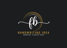 eerste fb brief handschrift logo ontwerp vector