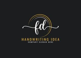 eerste fd brief handschrift logo ontwerp vector