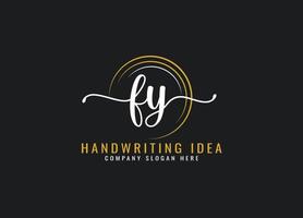 eerste fy brief handschrift logo ontwerp vector