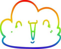 regenbooggradiënt lijntekening cartoon happy cloud vector