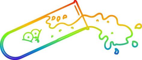 regenbooggradiënt lijntekening cartoon reageerbuis morsen vector