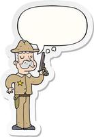 cartoon sheriff en tekstballon sticker vector