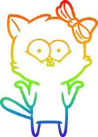 regenbooggradiënt lijntekening cartoon kat vector