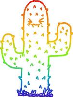 regenbooggradiënt lijntekening cartoon cactus vector