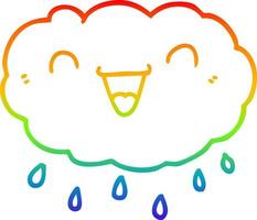 regenbooggradiënt lijntekening happy cartoon cloud vector