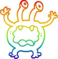 regenbooggradiënt lijntekening cartoon monster vector