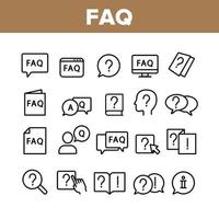 faq veelgestelde vragen pictogrammen instellen vector