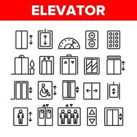 passagierslift, lift vector lineaire pictogrammen set