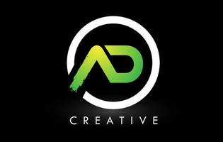 advertentie groen wit borstel letter logo ontwerp. creatieve geborstelde letters pictogram logo. vector