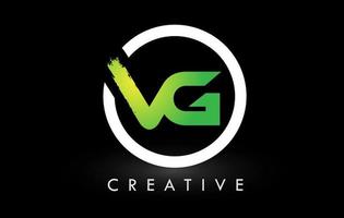 vg groen wit borstel letter logo ontwerp. creatieve geborstelde letters pictogram logo. vector