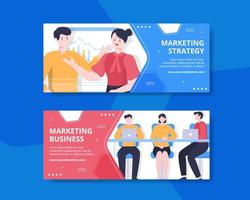 marketing horizontale banner sjabloon platte cartoon achtergrond vectorillustratie vector