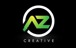 az groen wit borstel letter logo ontwerp. creatieve geborstelde letters pictogram logo. vector