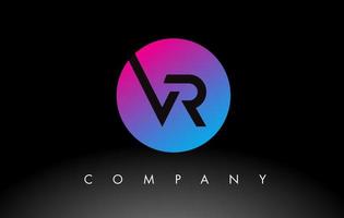 vr-letterpictogram voor logo-ontwerp met paarse neonblauwe kleuren en cirkelvormig ontwerp vector