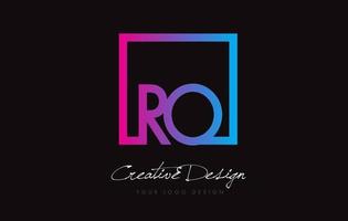 ro vierkant frame letter logo-ontwerp met paars blauwe kleuren. vector