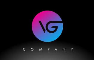 vg letterpictogram logo ontwerp met paarse neon blauwe kleuren en cirkelvormig ontwerp vector