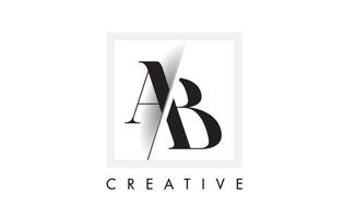 ab serif letter logo-ontwerp met creatieve doorsneden snit. vector