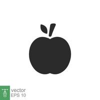 appel icoon. eenvoudige solide stijl. fruit met bladsymbool. glyph vectorillustratie geïsoleerd op een witte achtergrond. eps 10. vector