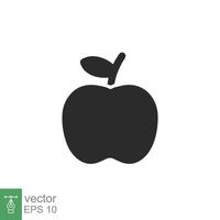 appel icoon. eenvoudige solide stijl. fruit met bladsymbool. glyph vectorillustratie geïsoleerd op een witte achtergrond. eps 10. vector