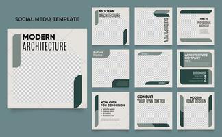 sociale media sjabloon banner huis architectuur service promotie vector