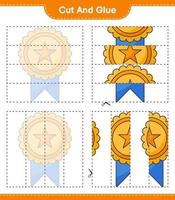 knip en plak, knip delen van de trofee uit en lijm ze. educatief kinderspel, afdrukbaar werkblad, vectorillustratie vector