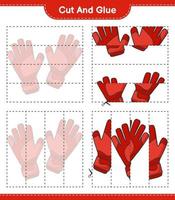 knip en plak, knip delen van keepershandschoenen en lijm ze. educatief kinderspel, afdrukbaar werkblad, vectorillustratie vector