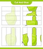 knip en lijm, knip delen van foamvinger af en lijm deze vast. educatief kinderspel, afdrukbaar werkblad, vectorillustratie vector